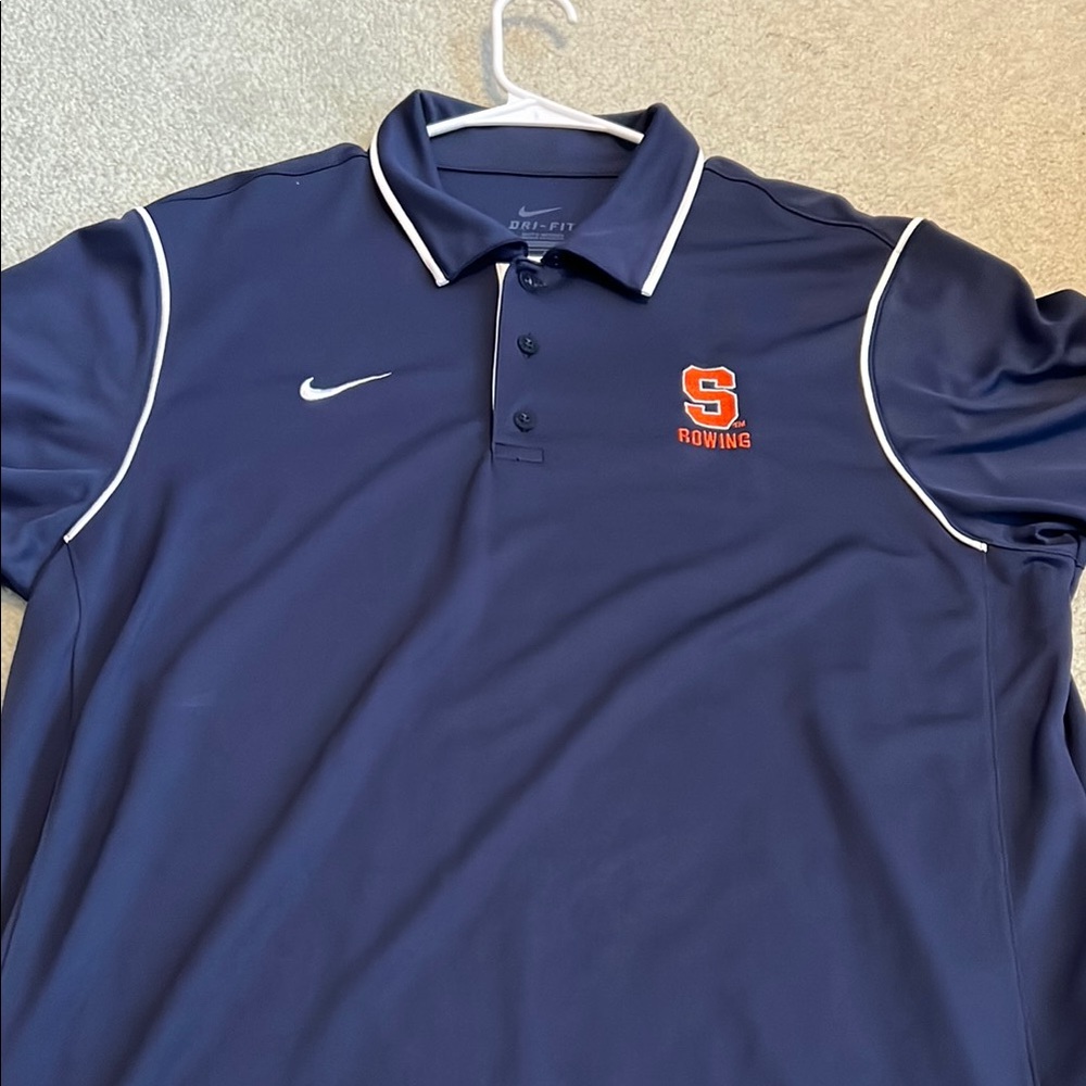 Nike Men's Dark Blue Polo with White Accents